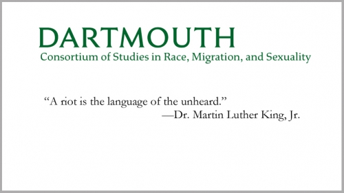 Dartmouth wordmark logo and a quote from Martin Luther King, Jr.